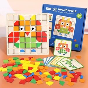 Treehole Mosaic Shape Wooden Pattern Blocks Puzzle 120 PCS Early Education 3y+